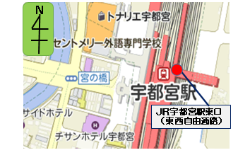 JR宇都宮駅東西自由通路設置位置図