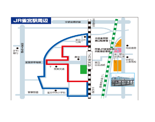 雀宮駅東口駐車場の地図